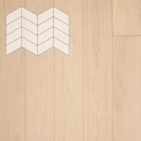 Паркет Елка Французская Lab Arte Chevron Дуб Рустик Лана лак 400/313х150х14/3/60° в интерьере
