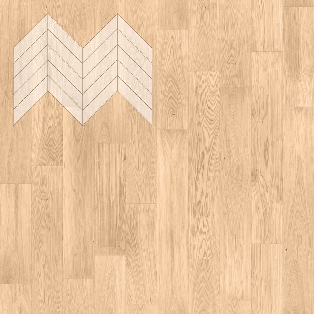 Паркет Елка Французская Lab Arte Chevron Дуб Натур Блонд лак 600/490х110х14/3/45°