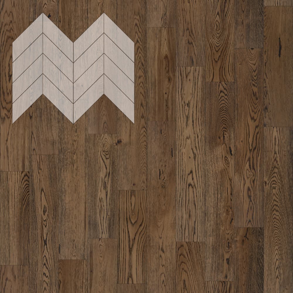 Паркет Елка Французская Lab Arte Chevron Дуб Натур Затертый лак 600/450х150х14/3/45°