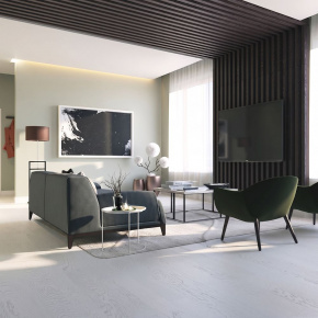 Паркетная доска PolarWood ДУБ МЛЕЧНЫЙ ПУТЬ МАТОВЫЙ ЛАК 14x188x2266 3П (3,41 м2) в интерьере