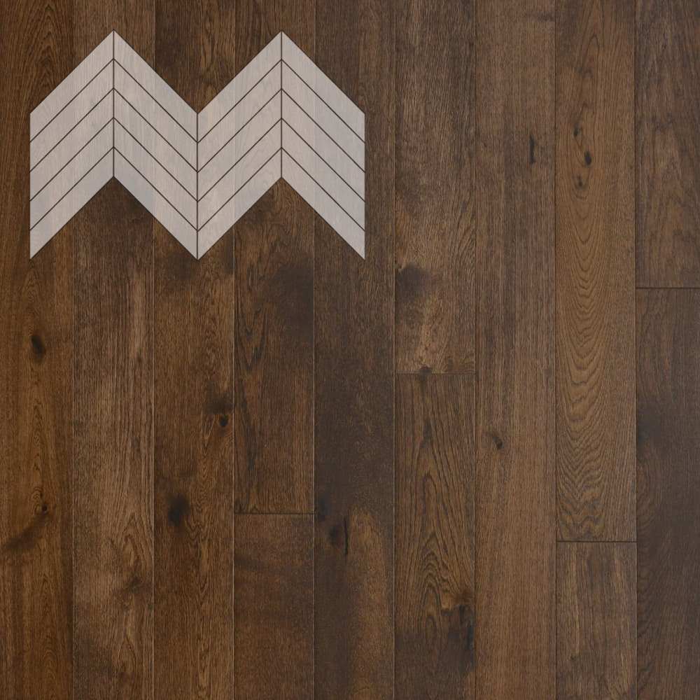 Паркет Елка Французская Lab Arte Chevron Дуб Рустик Коньяк лак 600/510х90х14/3/45°